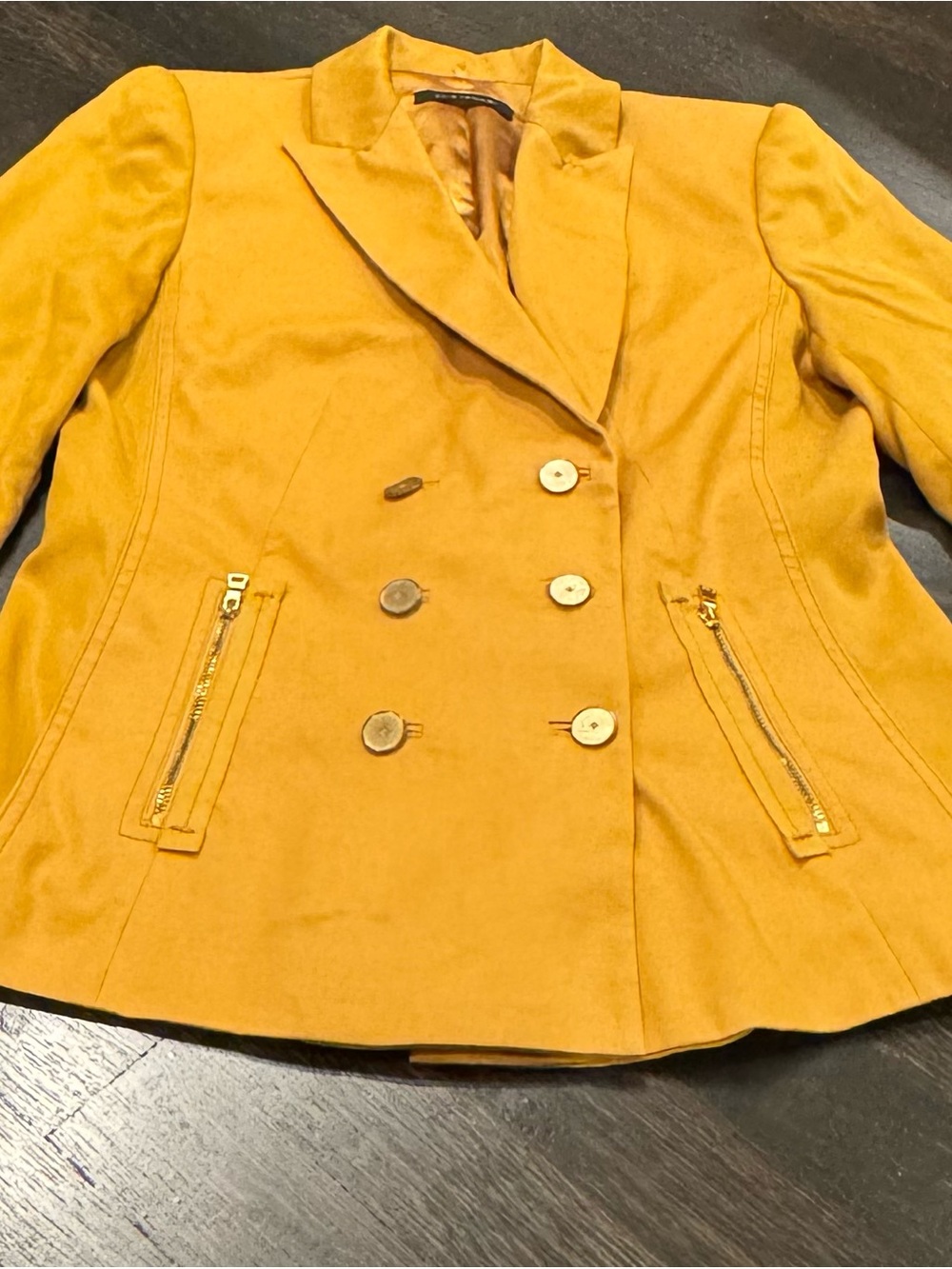 Elie Tahari Mustard Yellow Double-Breasted Blazer - Size 6
